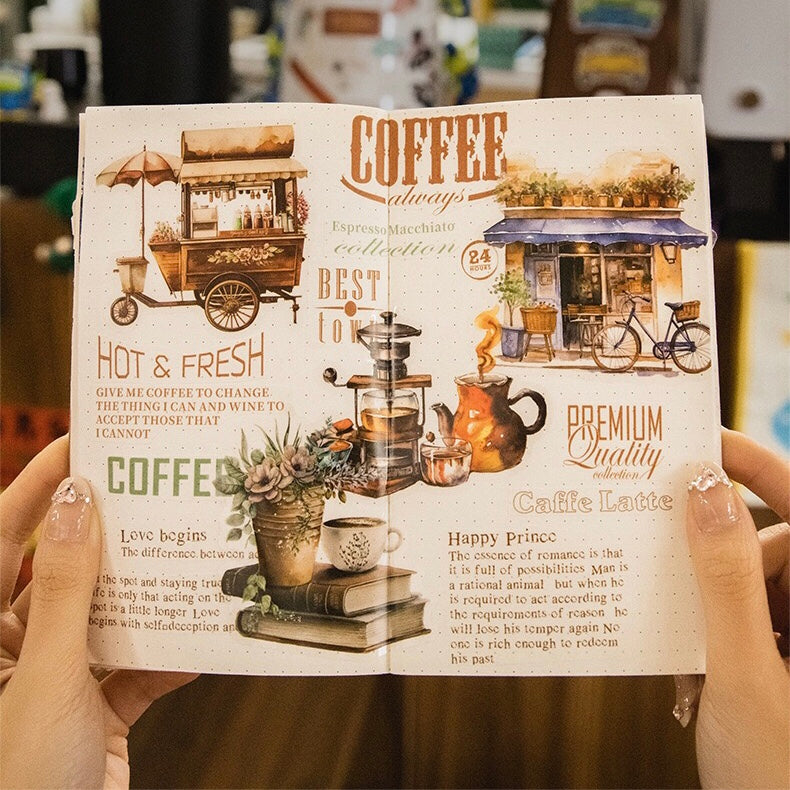 「1601af」 コーヒー 旅行 ステッカー シール 全6種 30枚入