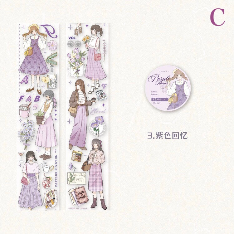 「1634af」 人物 女の子 PETテープ マスキングテープ 全6種