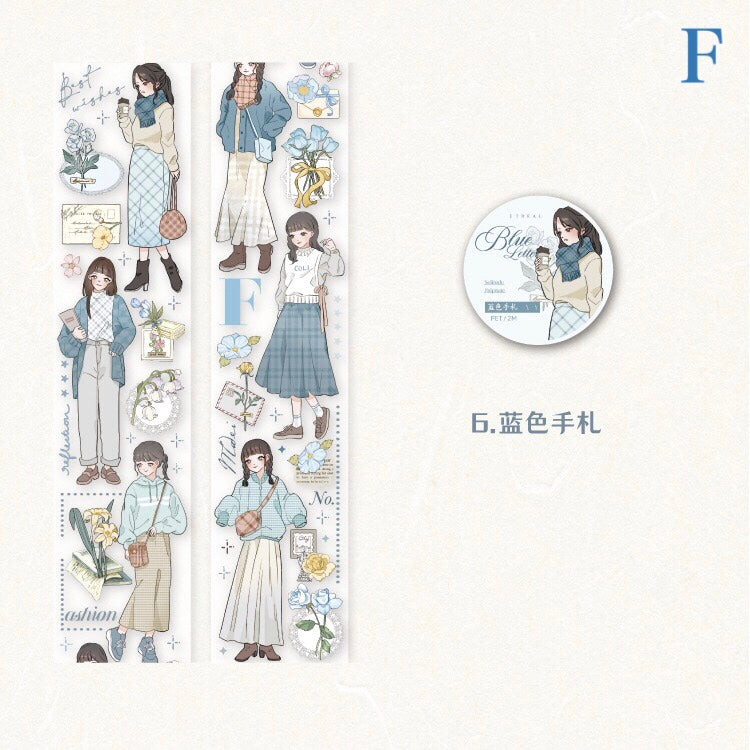「1634af」 人物 女の子 PETテープ マスキングテープ 全6種