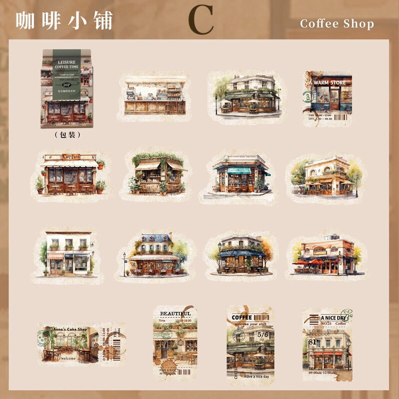 「1735af」ヴィンテージ コーヒー カフェ ステッカー シール 全6種