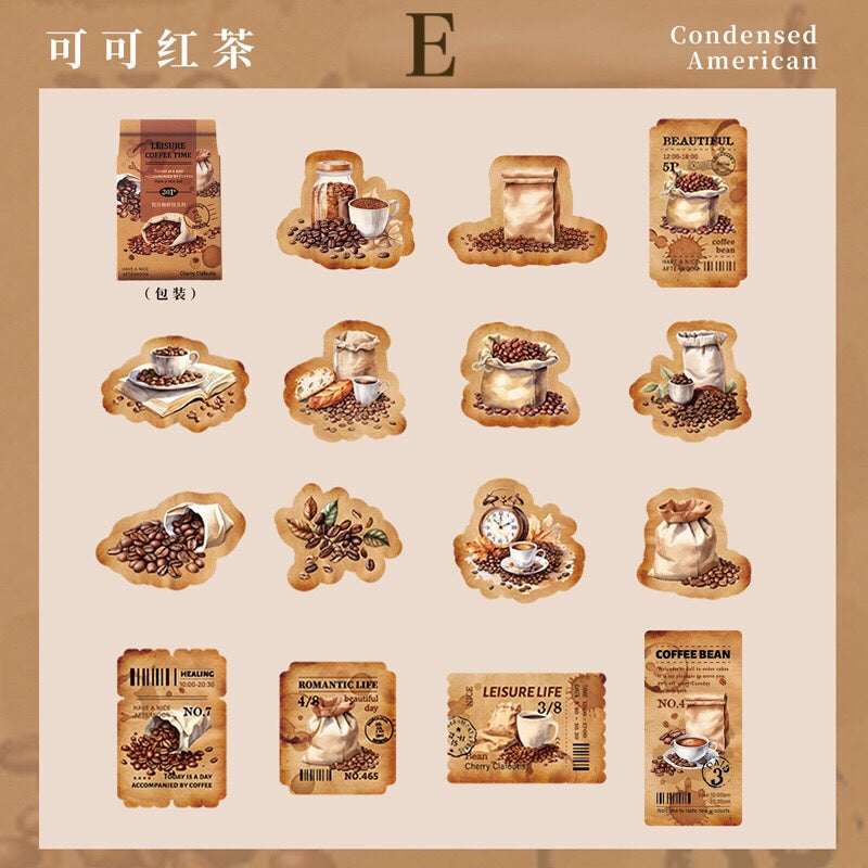 「1735af」ヴィンテージ コーヒー カフェ ステッカー シール 全6種