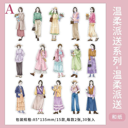 「1750ad」女の子　人物　ステッカー　シール　全4種