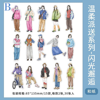 「1750ad」女の子　人物　ステッカー　シール　全4種